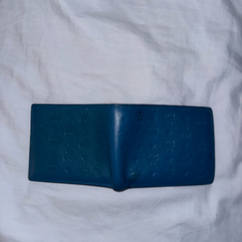 MCM Navy Embossed Leather Wallet - Picture 3 of 8